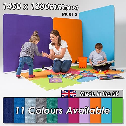 Junior Floor Standing Office Screen Partition / Room Divider (H)1450 x (W)1200 mm - Woven or Loop Nylon - 11 colours, incl. (Merrick (Pk 5))