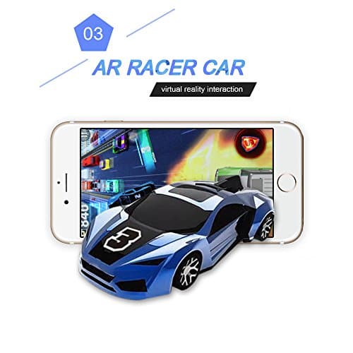 KaiTai AR Racer A Real fly Car On Mobile With Lights,Vibration,Jumping Real Feel Virtual Reality Car Racing Gaming System and free Gaming App Mini Pocket Game Toy speed Car for Android,IOS. (3-Blue)