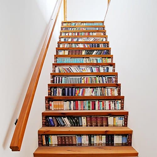 3D Bookcase Pattern Staircase Stickers Entrance Living Room Creative Wall Sticker Size (100 * 18cm * 13pcs)