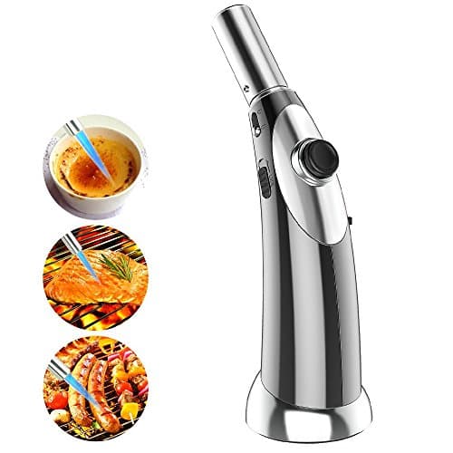 QITAO® Culinary Touch Refillable Kitchen Butane Torch with Safety Lock &amp; Adjustable Flame, Cooking Blow Torch for Pastries, Desserts, Brazing, Soldering, Camping, Welding, Barbecues &amp; More(No butane)