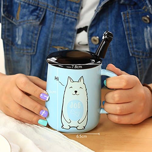 Creative Panda Ceramic Mugs Cute Large Capacity Milk Coffee Drink Water Cups ( Color : Blue-dog )