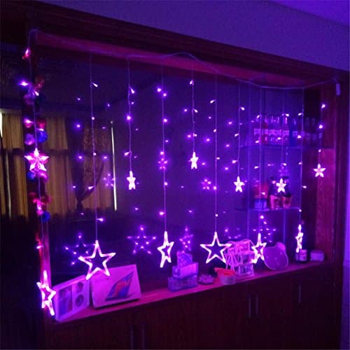 light string 2.5M Romantic Fairy Star 12 Head Led Curtain String Light 4 Colors 220V Christmas Wedding Window Decoration , 1