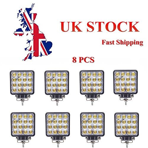 Topautolight 8Pcs Square 48W Epistar LED Work Lights Flood Beam Offroad Driving Fog Lamp