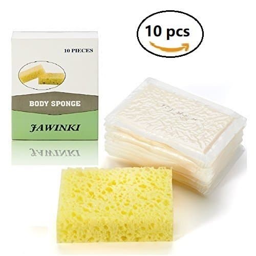 JAWINKI 10pcs Soft Disposable Bath Sponges with Vacuum Compressed Packing, Multipurpose, Yellow Colour