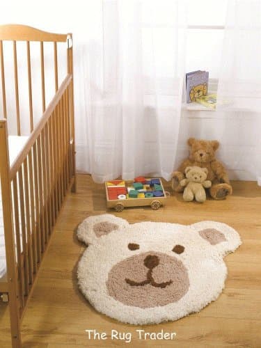 Soft Fleecy Teddy Bear Childrens Nursery Rug 75cm x 80cm