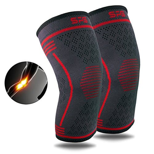 Non-Slip Szuch Pro Breathable Compression Knee Sleeve Support (Pair) for Running Joint Pain & Arthritis Relief, Meniscus Tear Tendonitis Injury Recovery Knee Brace Ideal for CrossFit Walking (Red, XLarge/47-54 cm)