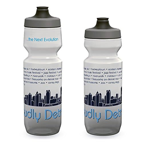 Squeezable Glass 2-pack Proudly Detroit Clear Water Bottles, Includes 1 - 22 oz. and 1- 26 oz