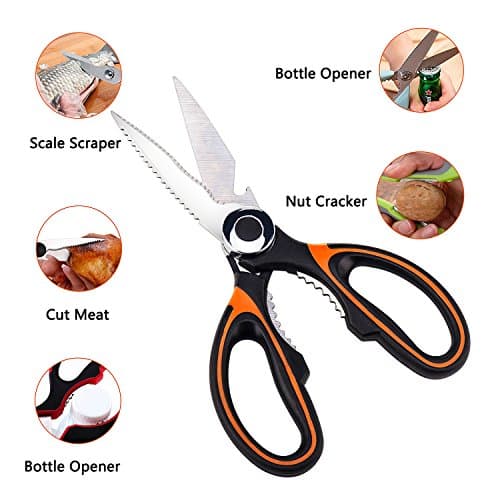 Kitchen Scissors, LUZWAY Kitchen Shears Multi-PurposStainless Steel Scissor Shear with Bottle Opener and Nutcracker.Perfect for Fish Scale, Cut and Chop Chicken, Meat, Bones, Vegetables etc. e Utility