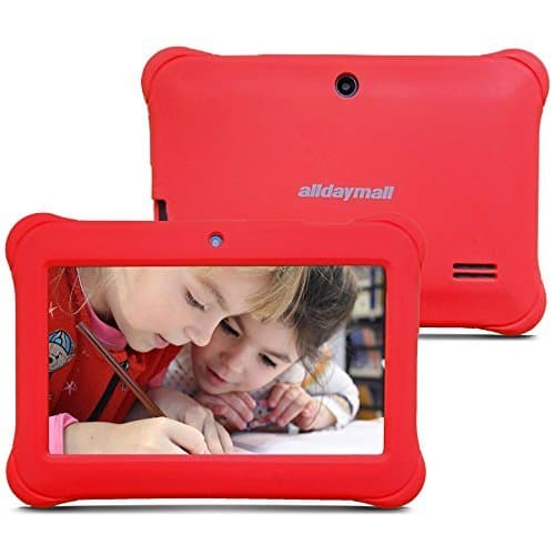 Alldaymall 7" Android Tablet for Kids With Wi-Fi Quad Core and Dual Camera, 8GB (Third Generation) , HD Kids Edition iWawa Pre-Installed (A88S with Red Kid-Proof Silicone Case)