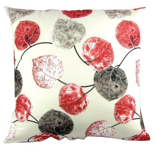 Red Grey Leaves Throw Pillow Covers Pillowcase Sham Decor Cushion Cover Slipcovers Square 20X20 Inch 20" Only Cover No Insert