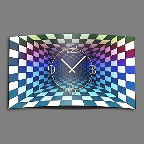 Abstract Space Chessboard Stainless Steel Designer Wall Clock Modern Design Wall Clocks 28 CM x 48 CM Quiet No Ticking DIXTIME 3D - 0041