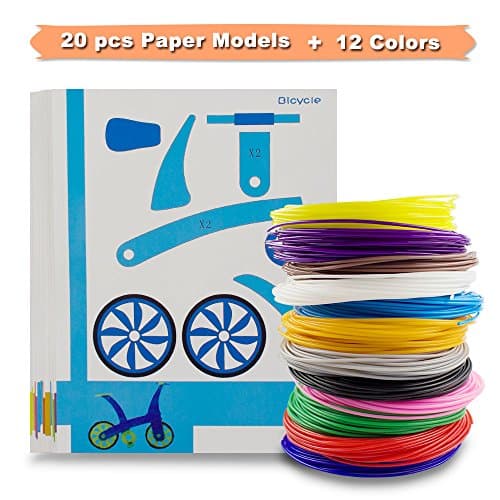 3D Printer Filament, SHONCO 12PCS 1.75mm PLA Filament Refills Material With 20PCS Different 3D Plastic Paper Models Stencils for Kids Adult Games in Practice of 3D Doodling Painting Drawing Pen