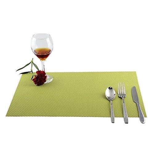 Restaurant Dining Bowl Pads Placemats Washable Dinner Table Mats Sets 6 (with Heat Insulation and Anti-Slip Green)