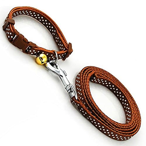 Nylon Dog Collar Dot Reflective Style Pet and Leash Lead Set with Bell