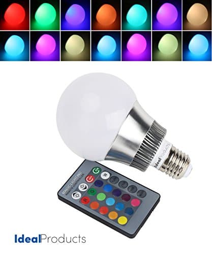 Ideal Products 16 Color Color-Changing LED Bulb with Remote Control and 10W Power (Equivalent to 40-60W in an Incandescent Lightbulb) with Thread Type E27. Romantic Atmosphere...[Energy Class C]
