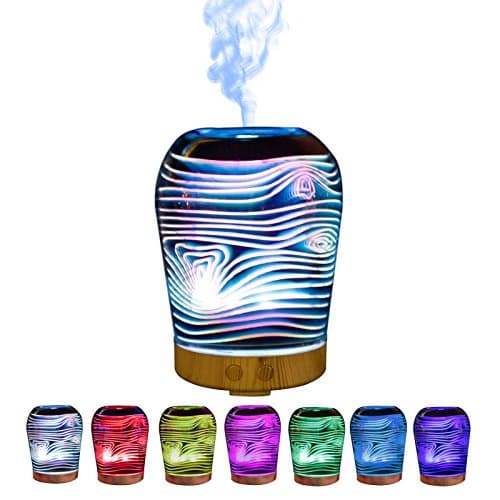 Humidifier,3D Colorful Aromatic Night Light Aroma Essential Oil Diffuser 100ml Ultrasonic Mist Humidifier Diffuser with 8 Color LED Lights LED lighting for Indoor Room abajur veilleuse Living Room/office/Bedroom/Christmas Thanksgiving Birthday Valentine's Day Gift for family/friends/Schoolmate, 110*125MM