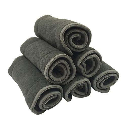 5pcs/Lot 4 Layers 100% Bamboo Charcoal Liner Inserts for Baby Reusable Diaper Natural Bamboo Material Washable Cloth Diaper