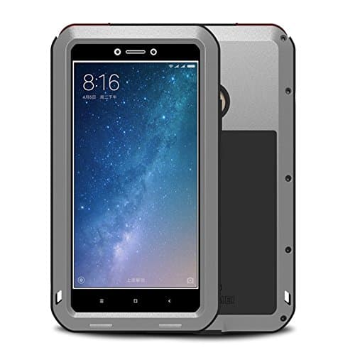 Xiaomi Mi Max 2 Waterproof Case, HICASER Shockproof Snowproof Dustproof Durable Aluminum Metal Gorilla Heavy Duty Full-body Protection Case Cover for Xiaomi Mi Max 2 Silver