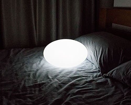 35cm x 27cm Flat ball roung LED cordless light. Waterproof, rechareable with mood lighting that allows 16 different colours controled by a remote