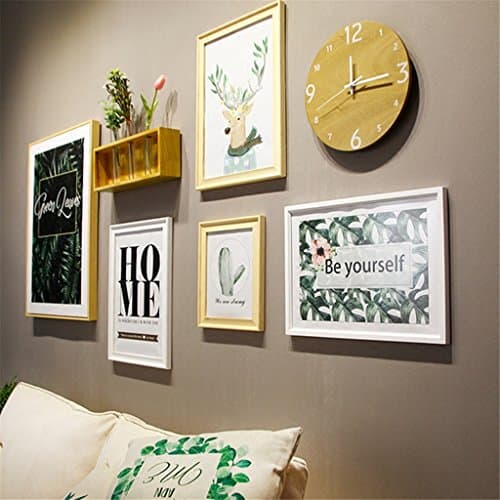 Photo frame Solid wood Photo Wall Decorative drawstring watch living room Wall hanging Flower plug art Background wall Combo draw,B