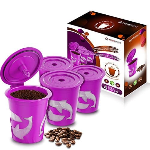 FROZ-CUP 2.0 - 4 Refillable/Reusable K Cups for Keurig 2.0 - K200, K300, K400, K500 Series and all 1.0 Brewers by FROZ