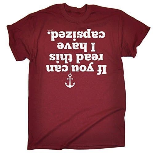 Mens Capsized Upside Down - Loose Fit T-Shirt (Distressed Style Print) Funny Novelty Men's