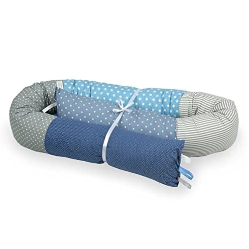BABY "SNAKE" BED BUMPER FOR CRIB OR JUNIOR BEDS-Blue &amp; Grey,bed bumper,nursery bedding,nursery décor
