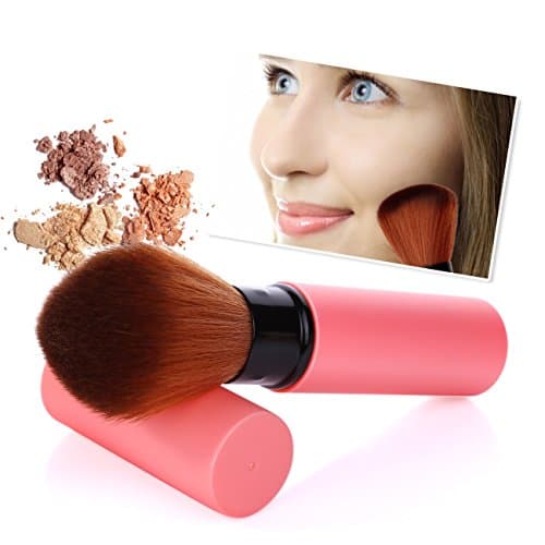 Retractable Face Makeup Brushes Powder Blender Foundation Brush Blush Contour Cosmetic Brush High Quality Nylon (Red)