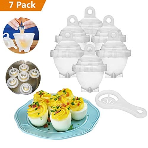 Egg Cookers, 7 PCS Eggies Boiled Egg Cooker Hard & Soft Egg Maker with Egg Separator AS SEEN ON TV, BPA Free Non Stick Boiled Egg Maker without Egg Shell