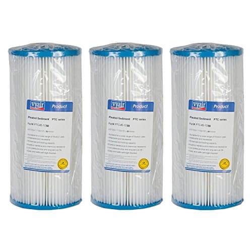 Vyair 10" Big Blue 50 Micron Pleated Polyester Water Filter Cartridge Compatible with Pentek, Pentair S1-BB, 155405-43, ECP1-BB, 255489-43, ECP5-BB, 255490-43, ECP20-BB, 255491-43, ECP50-BB, 255492-43, R30-BB, 155101-43, R50-BB, 155053-43 (3)