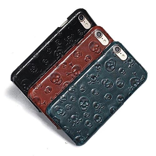 ONE LEFT! Unique Pirates Grain Genuine Leather Cover Case for iPhone 7 by Impakt Accessories (iPhone 7 Plus (5.5 inch), Black)