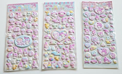 Cool And Cute , Funky And Funny Puffy Sticker Decals , 3D Style Stickers Sheets (set of three), MY MELODY