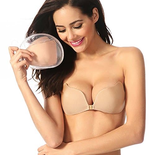 Womens Silicone Form Strapless Seamless Push Up Self Adhesive Reusable Padded Invisible V bra