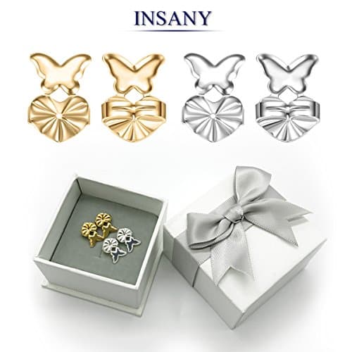 2 Pairs Magic Earring Lifters, INSANY Earring Backs Adjustable Hypoallergenic Earring Lifts Fits All Post Earrings