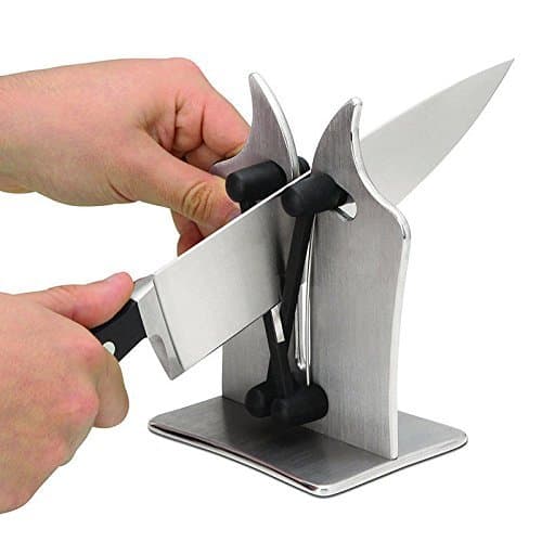 Knife Sharpener Stone Sharpener Triple Professional Sharpening and Sharpener ,Stainless Steel Grinding Stone Sharpens &amp; Polishes Serrated, Beveled, Standard Blades