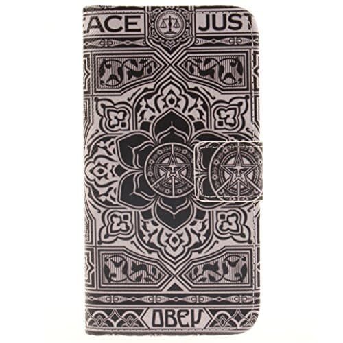 For Samsung Galaxy S7 Case [with Free Screen Protector],Kwapo® Stylish Premium Flip Magnetic Detachable PU Leather Wallet with Credit Card Holder Slots Smart Standing Folio Book Style Ultra Thin Nice Drawing Patterns Protective Case Cover Skin for Samsung Galaxy S7 - Big Black Flower