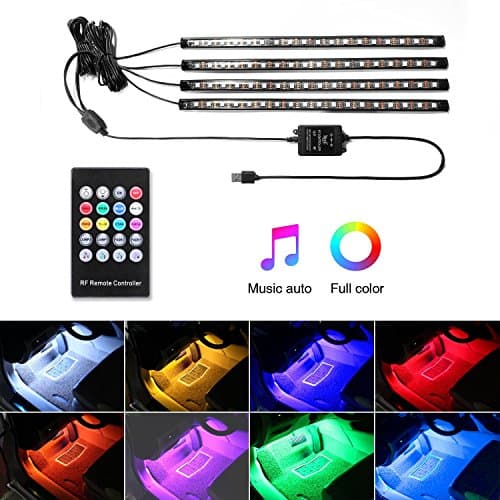 4 pcs 72LED Upgraded Car Underglow Light, LED Glow Under Car Lights Strip Sound Actived Underglow Lighting Kit Function Running RGB Colors Strips App Control Atmosphere Lights
