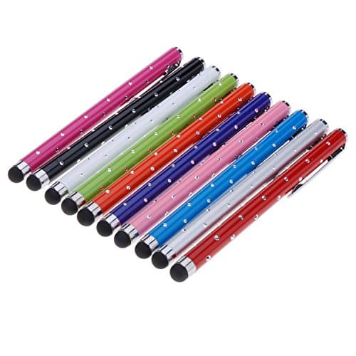 tinxi® 10-pack universal stylus pen touch pen stylus in different colors rhinestone design for all devices with capacitive touch screen Smartphone PDA Tablet PC as Apple iPhone 4s 4 5 6 5s Samsung Galaxy S2 S3 S4 S5 S3 S4 mini i8190 Galaxy mini S5830 S5360 S5830i Note 3 Alcatel One Touch Pop C7 Nokia Lumia 630 Sony Xperia LG Google Nexus HTC Huawei / iPad Air iPad mini 2 Samsung Galaxy Tab 4 2 Table 3 Table 3 lite 7.0 10.1 P5200 Acer Iconia A510 A511 A700 B1 Odys Sony Asus, Lenovo and many others ..