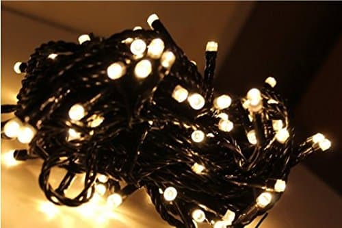 Fairy Lights 100 Warm White Indoor LED String Lights 10m/33ft Lit length - 8 Functions - Ideal for Christmas Tree, Festive, Wedding/Birthday Party Decorations (black Cable)