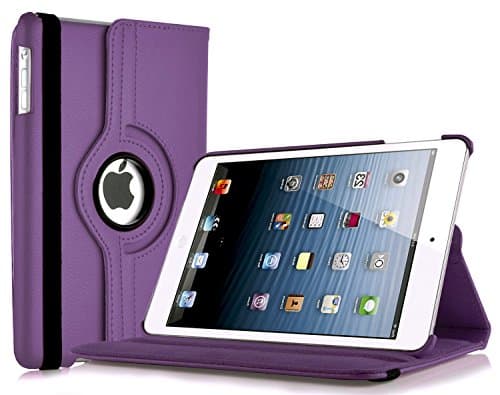 SK MICRO® Rotating 360 Degree High Quality PU Leather Flip Case Cover with Screen Protector and Stylus Pen for iPad Mini Black case, iPad Mini2 case, iPad mini3 case (IPAD MINI /MINI 2 / MINI3, PURPLE)