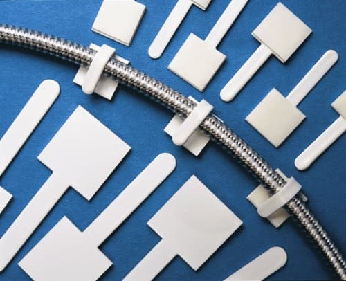 WHITE matt coated aluminium self-adhesive cable clips - 10 small white hook cable clips for indoor use