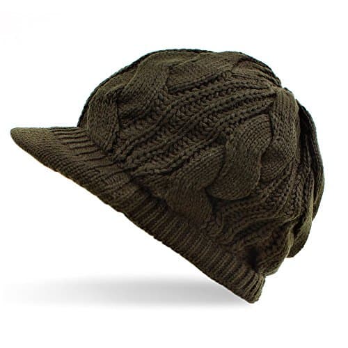 Distressed, cap, slouch cap, woollen hat with peak -  Green - One size