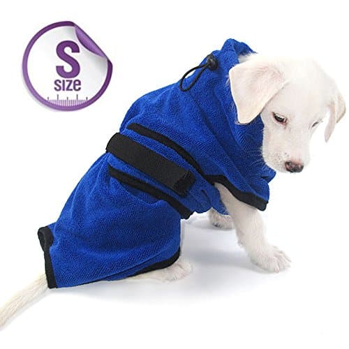 Escomdp Fast Drying Dog Cat Bath Robe Heavy Microfiber Soft Pet Bath Towel – XS, S, M, L, XL (S-back length: 35CM)