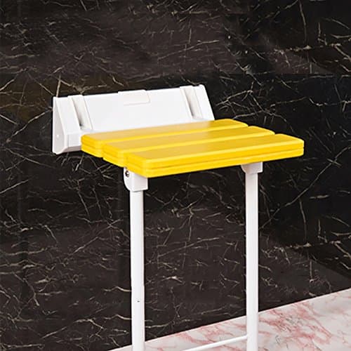 Folding Wall Bench Shower Seat Wall Chair Bathroom Stool Footstool With Legs ( Color : Yellow )