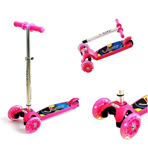 3 wheel Kick Scooter for Kids, Adjustable Height Tri-Scooter Toddler Kickboard with Flashing Wheels for Children 2-5 Years Old