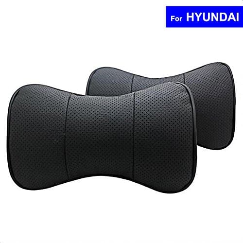 AutoSunShine Genuine Leather Bone-shape Car Seat Neck Rest Headrest Comfortable Pillow Cushion (Black)