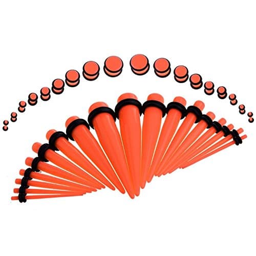 SROVFIDY Ear Stretchers Starter Kit 36PC Taper Kit with Plugs Double O-rings 14G-00G Stretching