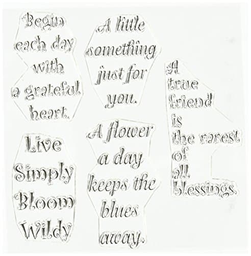 Two Paper Divas Clear Stamps 7 x 4.5-inch Bloom Wildly Sentiments, Acrylic, Multicolour, 0.38x11.43x17.78 cm