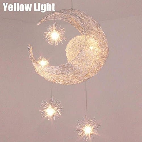 sevenuk 1PC Romantic Moon Star Pendant Light Led Decorative Lamp with light light for kids children bedroom living room 5 home decor Sliver pendant light halfmoon