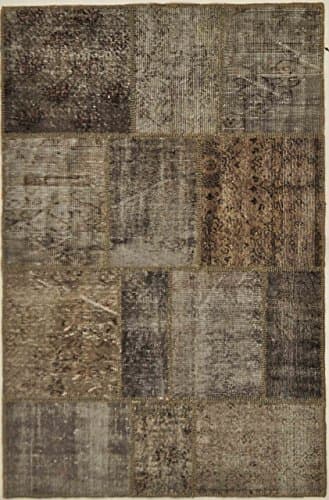 Benissimo Soft, Natural Dyed, Hand-Knotted 100% Wool Handmade Area Rug 1010 Patchwork Collection By Kync Design, Traditional Design For Living Room, Kitchen And Office Gray, Ashen